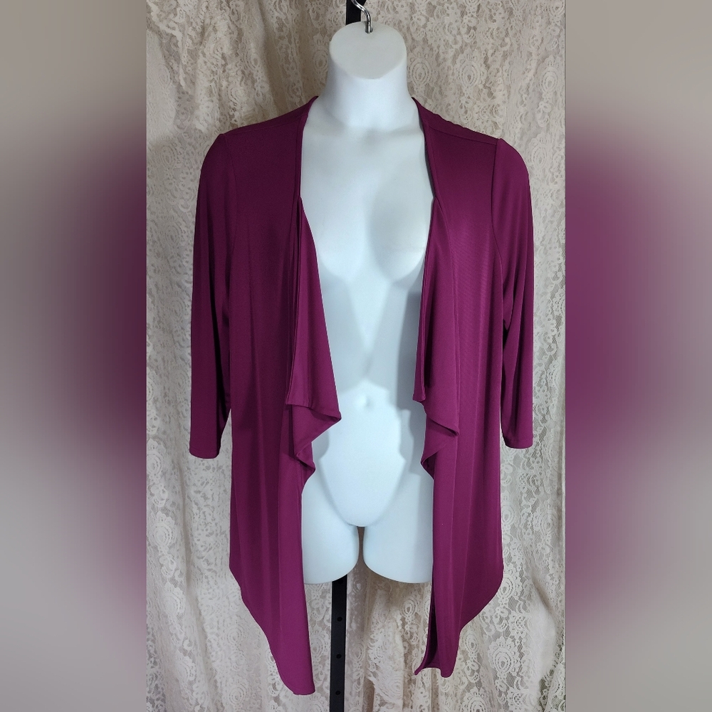 East 5th knit Raspberry waterfall open front jacket Size XL. NWOT